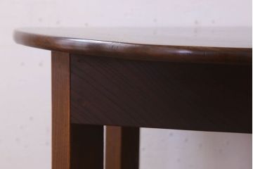 アンティーク家具　総欅材　天板一枚板　古い木製のラウンドテーブル