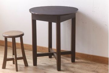 アンティーク家具　総欅材　天板一枚板　古い木製のラウンドテーブル