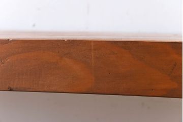 アンティーク家具　 天板一枚板　檜材　シンプルな鉄脚ベンチ(3)