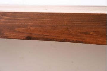 アンティーク家具　 天板一枚板　檜材　シンプルな鉄脚ベンチ(3)