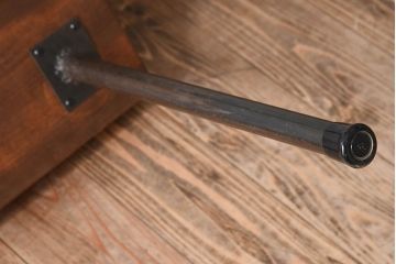 アンティーク家具　 天板一枚板　檜材　シンプルな鉄脚ベンチ(3)