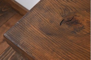 アンティーク家具　天板一枚板　檜材　シンプルな鉄脚ベンチ