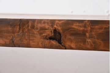 アンティーク家具　天板一枚板　檜材　シンプルな鉄脚ベンチ