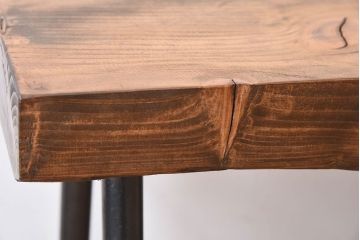 アンティーク家具　天板一枚板　檜材　シンプルな鉄脚ベンチ