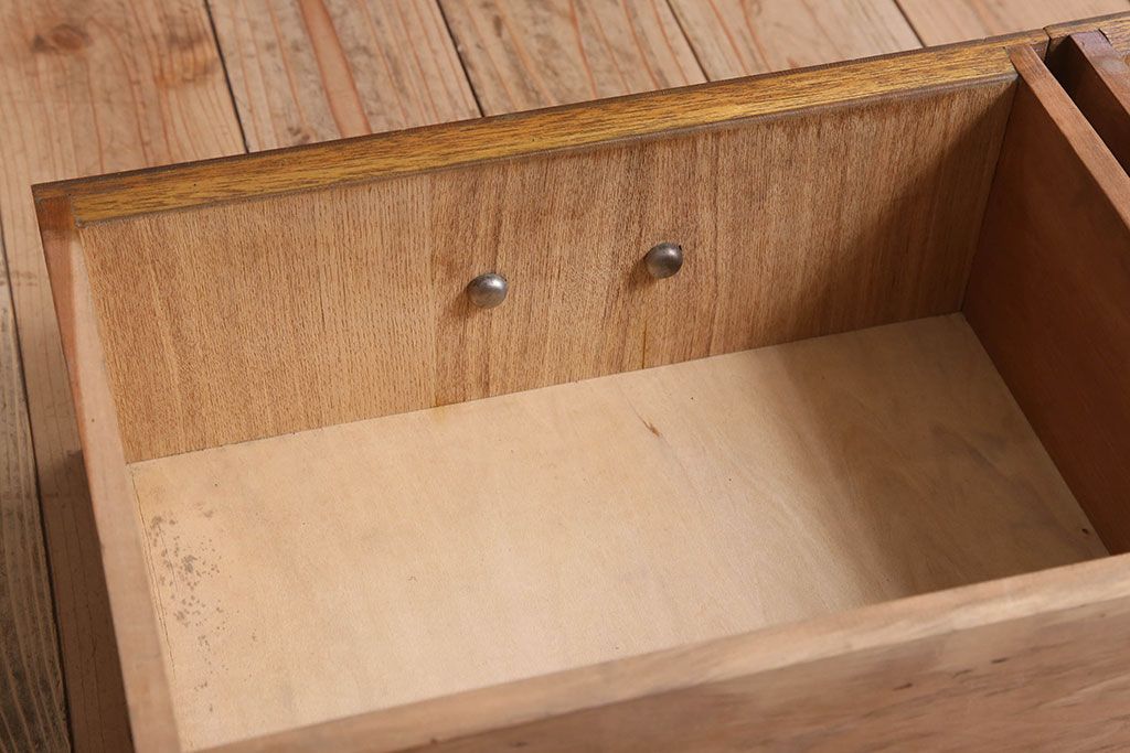 レトロ家具　昭和レトロ　シンプルデザインの古いナラ材製本箱(ブックケース)