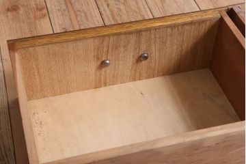 レトロ家具　昭和レトロ　シンプルデザインの古いナラ材製本箱(ブックケース)