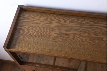 レトロ家具　昭和レトロ　シンプルデザインの古いナラ材製本箱(ブックケース)