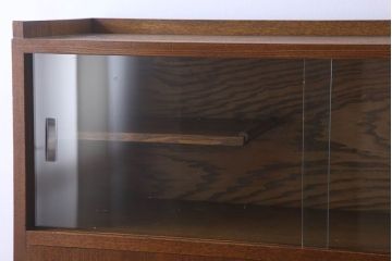 レトロ家具　昭和レトロ　シンプルデザインの古いナラ材製本箱(ブックケース)