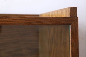 レトロ家具　昭和レトロ　シンプルデザインの古いナラ材製本箱(ブックケース)