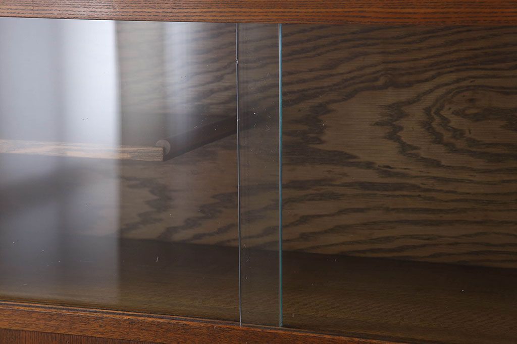 レトロ家具　昭和レトロ　シンプルデザインの古いナラ材製本箱(ブックケース)