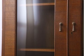 レトロ家具　昭和レトロ　シンプルデザインの古いナラ材製本箱(ブックケース)