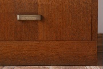 レトロ家具　昭和レトロ　シンプルデザインの古いナラ材製本箱(ブックケース)