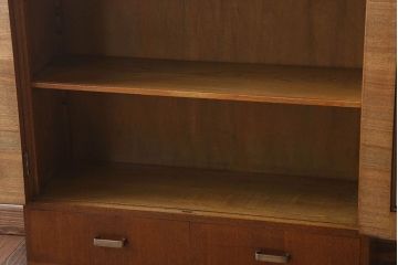 レトロ家具　昭和レトロ　シンプルデザインの古いナラ材製本箱(ブックケース)