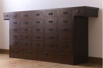 アンティーク家具　三方欅材　大正ロマン　高級品　引き出し31杯!大きなドロワー