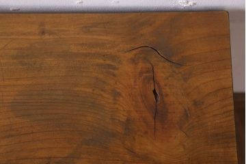 アンティーク家具　天板一枚板　檜材　シンプルな鉄脚ベンチ(1)