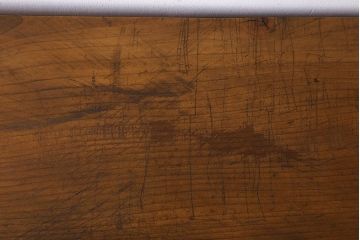 アンティーク家具　天板一枚板　檜材　シンプルな鉄脚ベンチ(1)