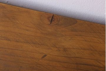 アンティーク家具　天板一枚板　檜材　シンプルな鉄脚ベンチ(1)