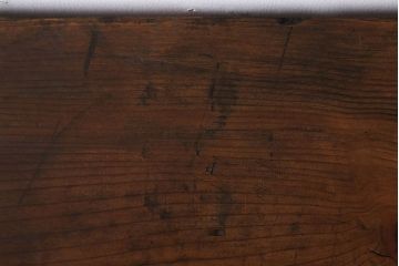 アンティーク家具　天板一枚板　檜材　シンプルな鉄脚ベンチ(2)