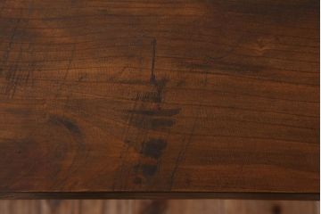 アンティーク家具　天板一枚板　檜材　シンプルな鉄脚ベンチ(2)