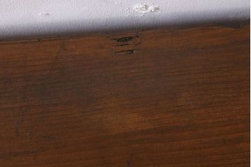 アンティーク家具　天板一枚板　檜材　シンプルな鉄脚ベンチ(2)