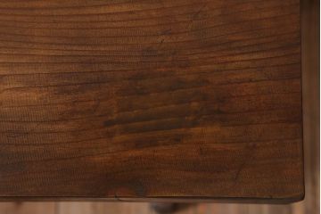 アンティーク家具　天板一枚板　檜材　シンプルな鉄脚ベンチ(2)