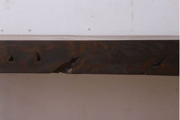 アンティーク家具　天板一枚板　檜材　シンプルな鉄脚ベンチ(2)