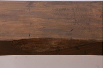 アンティーク家具　天板一枚板　檜材　シンプルな鉄脚ベンチ(2)