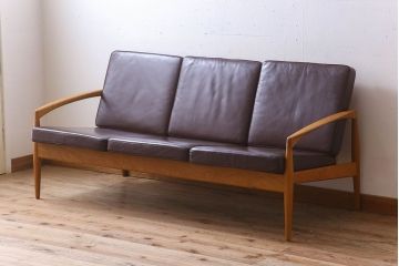 中古　宮崎椅子製作所　ペーパーナイフソファ　3人掛けソファ(長椅子)
