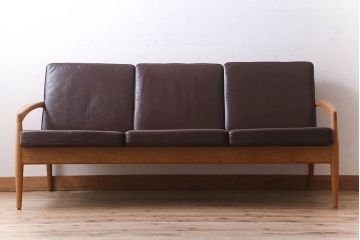 中古　宮崎椅子製作所　ペーパーナイフソファ　3人掛けソファ(長椅子)