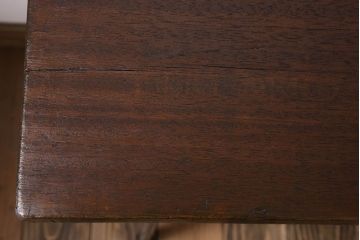 アンティーク家具　天板一枚板　ラワン材　シンプルな鉄脚テーブル(2)