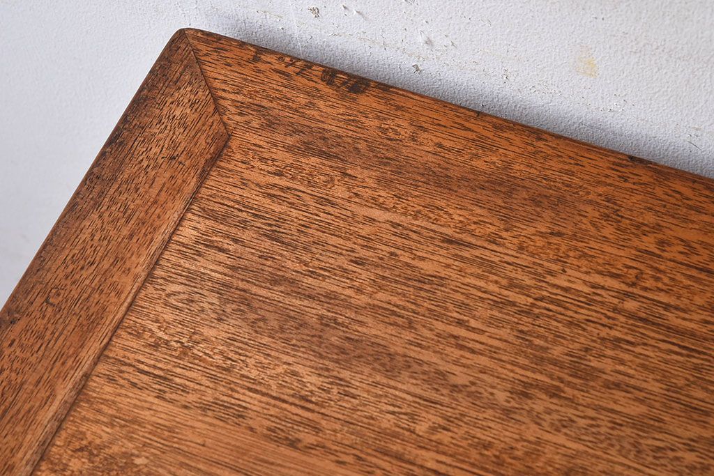 アンティーク家具　古いラワン材製の鉄脚テーブル