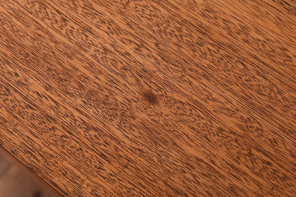 アンティーク家具　古いラワン材製の鉄脚テーブル