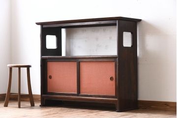 中古　松本民芸家具　♯221型クズ布茶タンス2(定価約21万8千円)