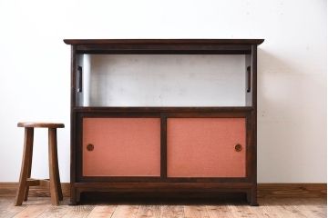 中古　松本民芸家具　♯221型クズ布茶タンス2(定価約21万8千円)