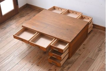 アンティーク家具　和製アンティーク　栗材製　両面引き出しの文机