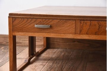 アンティーク家具　和製アンティーク　栗材製　両面引き出しの文机