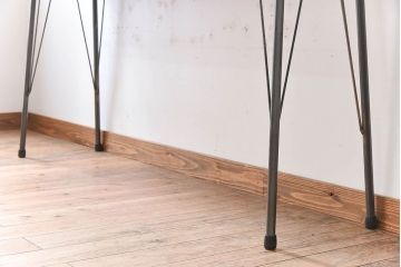 アンティーク家具　古い天板一枚板の鉄脚テーブル