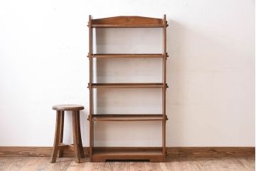 レトロ家具　栓材製　象嵌入りのレトロな本棚