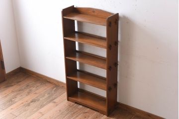 レトロ家具　栓材製　象嵌入りのレトロな本棚