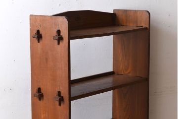 レトロ家具　栓材製　象嵌入りのレトロな本棚