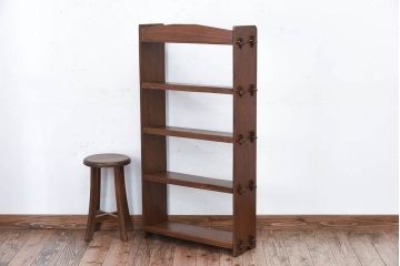 レトロ家具　栓材製　象嵌入りのレトロな本棚