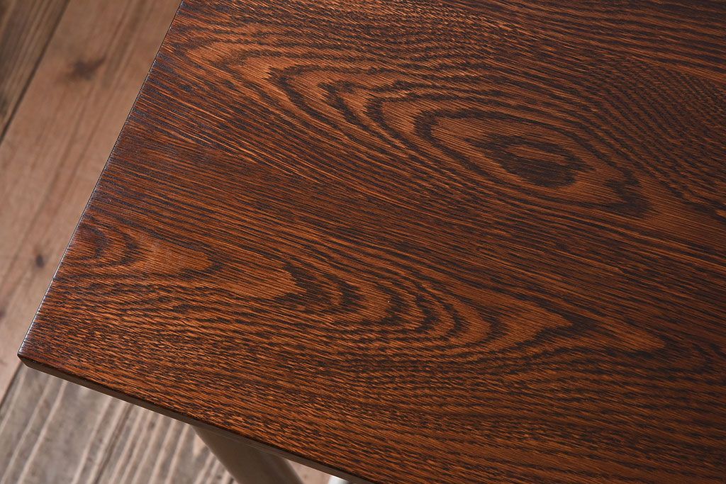 ラフジュ工房オリジナル　アイアンフレームの4脚格納スツール付き作業台(テーブル・机)