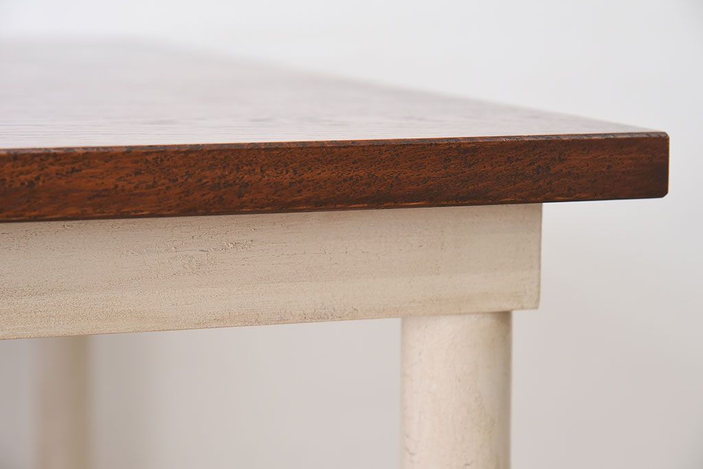 ラフジュ工房オリジナル　アイアンフレームの4脚格納スツール付き作業台(テーブル・机)