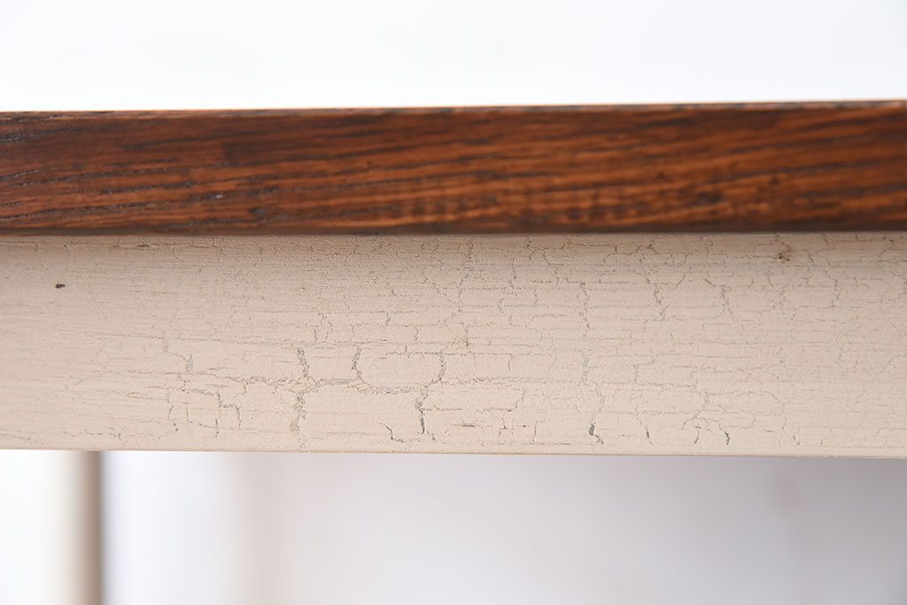 ラフジュ工房オリジナル　アイアンフレームの4脚格納スツール付き作業台(テーブル・机)