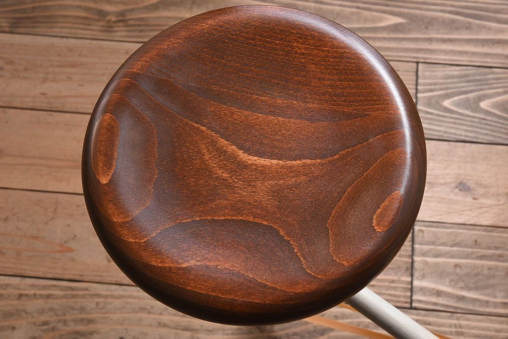 ラフジュ工房オリジナル　アイアンフレームの4脚格納スツール付き作業台(テーブル・机)