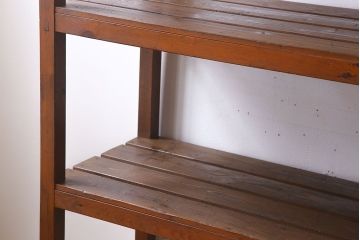 アンティーク家具　特大サイズ　古い木製の和製アンティーク飾り棚(3)
