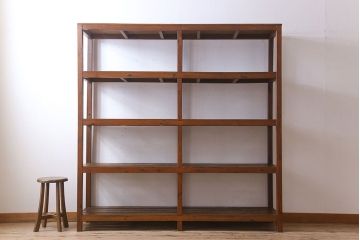 アンティーク家具　特大サイズ　古い木製の和製アンティーク飾り棚(3)