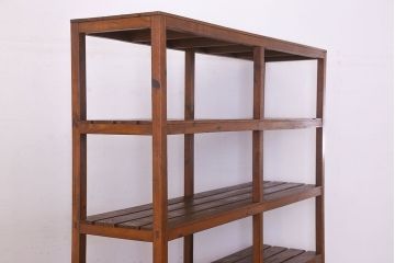 アンティーク家具　特大サイズ　古い木製の和製アンティーク飾り棚(3)