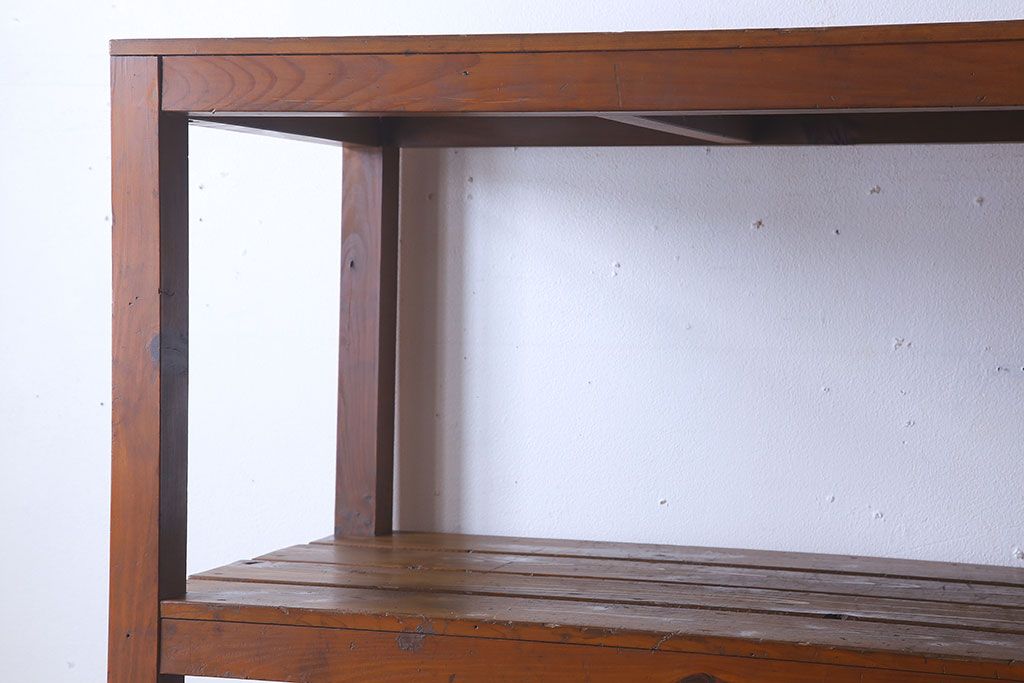 アンティーク家具　特大サイズ　古い木製の和製アンティーク飾り棚(3)