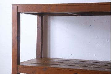 アンティーク家具　特大サイズ　古い木製の和製アンティーク飾り棚(3)